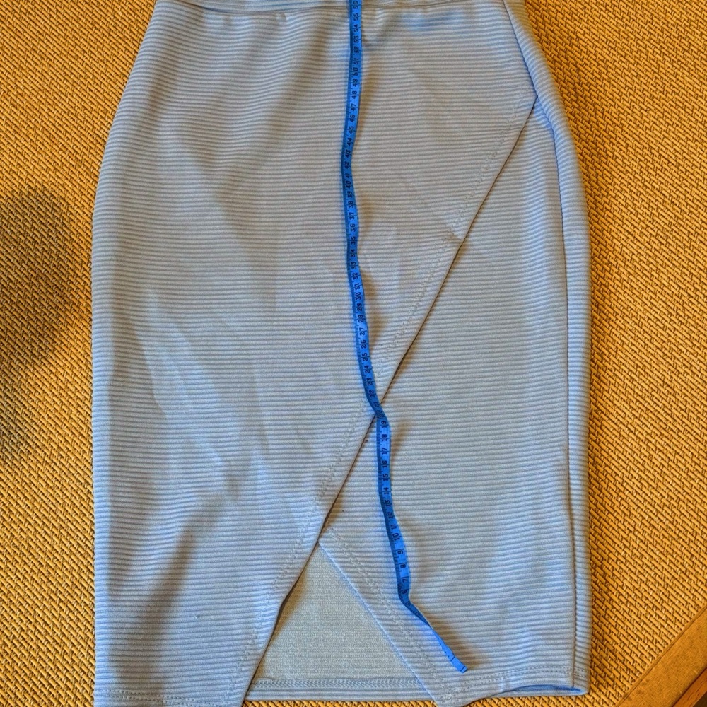 55 CM Blue Asymmetrical Wrap Midi Skirt